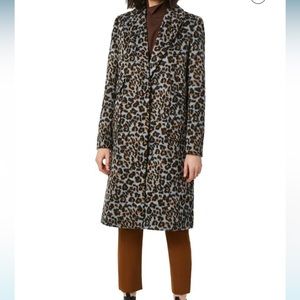 Bernardo Leopard Print coat in powder blue. Worn once! Like-new condition!
